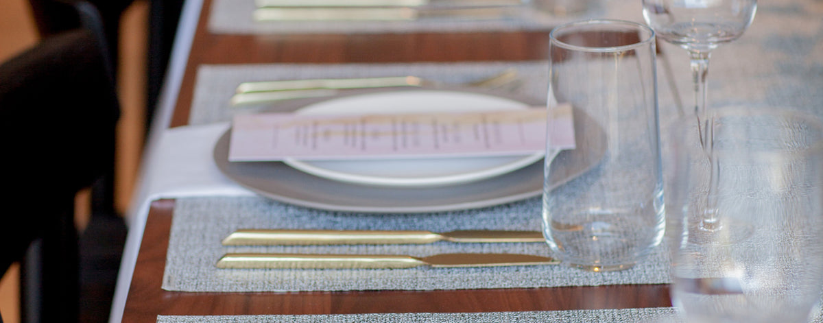 Detail image of Chilewich woven material showcasing texture, color, and pattern of the terrastrand yarn weave.