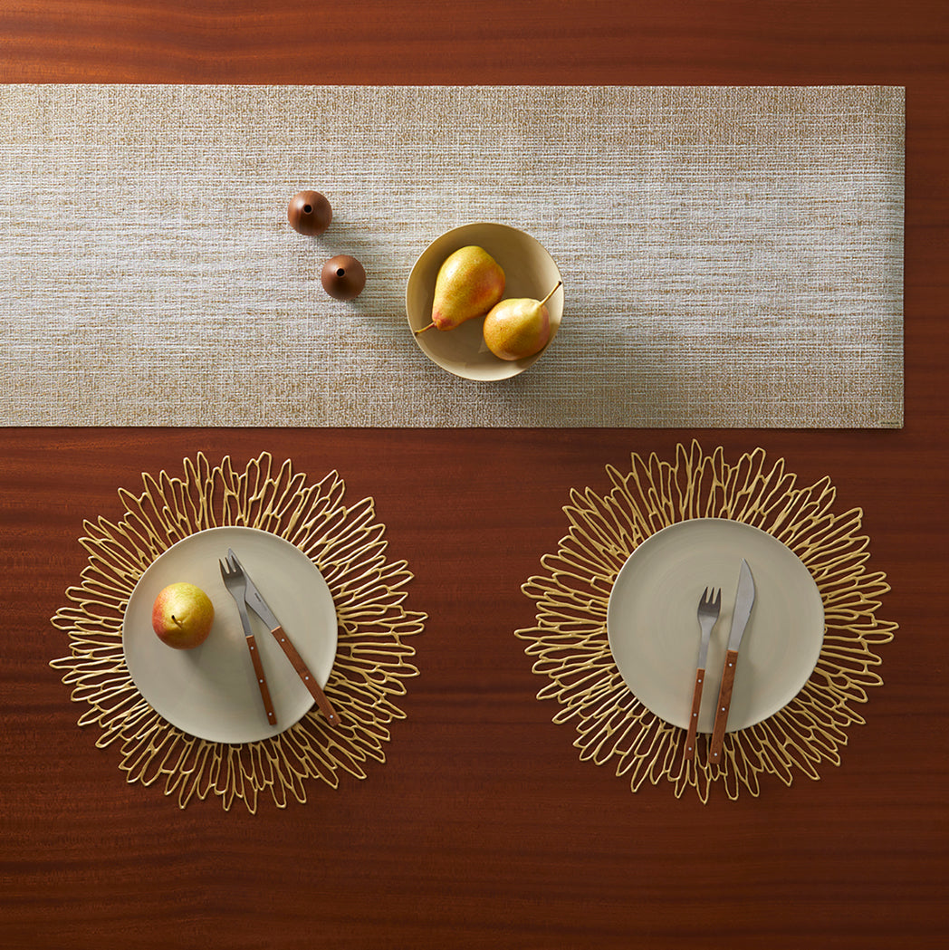 Detail image of Chilewich woven material showcasing texture, color, and pattern of the terrastrand yarn weave.