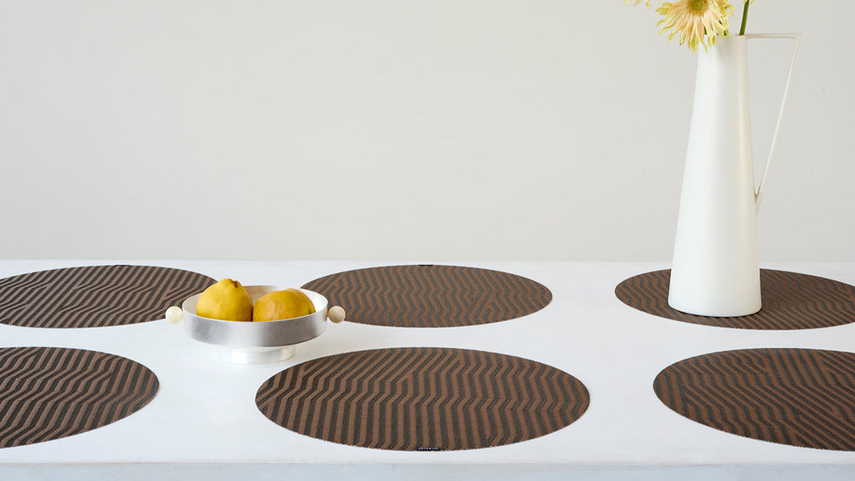 Detail image of Chilewich woven material showcasing texture, color, and pattern of the terrastrand yarn weave.
