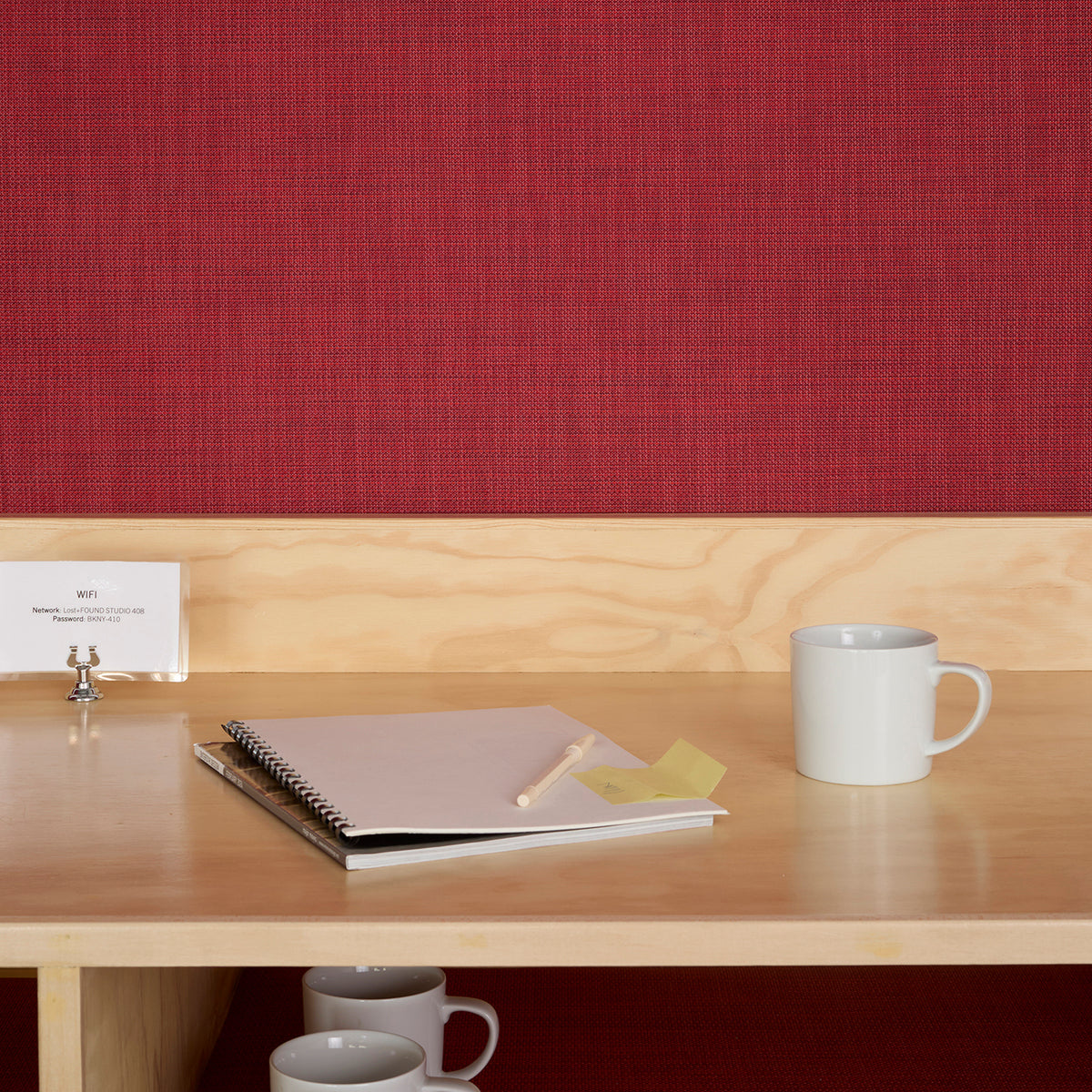 Chilewich Basketweave floor mat in Scarlet, showcasing woven terrastrand yarn texture and modern design aesthetic.