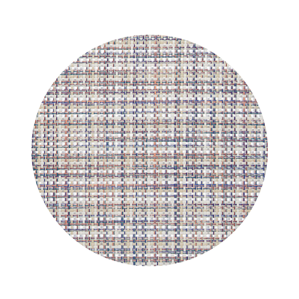 Round Placemats in Light Warm Beige Base with Multicolored Accents