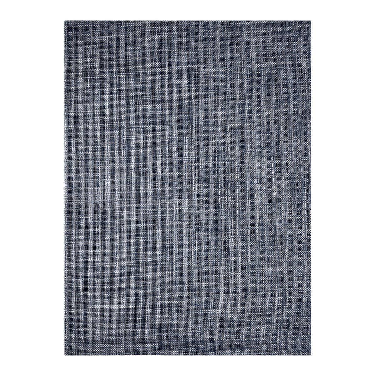 Rectangle Woven Floor Mat in Midtone Blue with Light Cool Silver