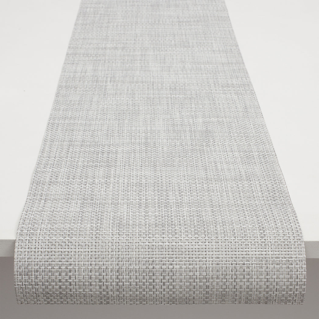 14'' x 72'' Table Runners in Light Cool Silver with White