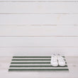 Chilewich striped woven mat with textured terrastrand yarn surface, featuring modern linear design and durable finish.
