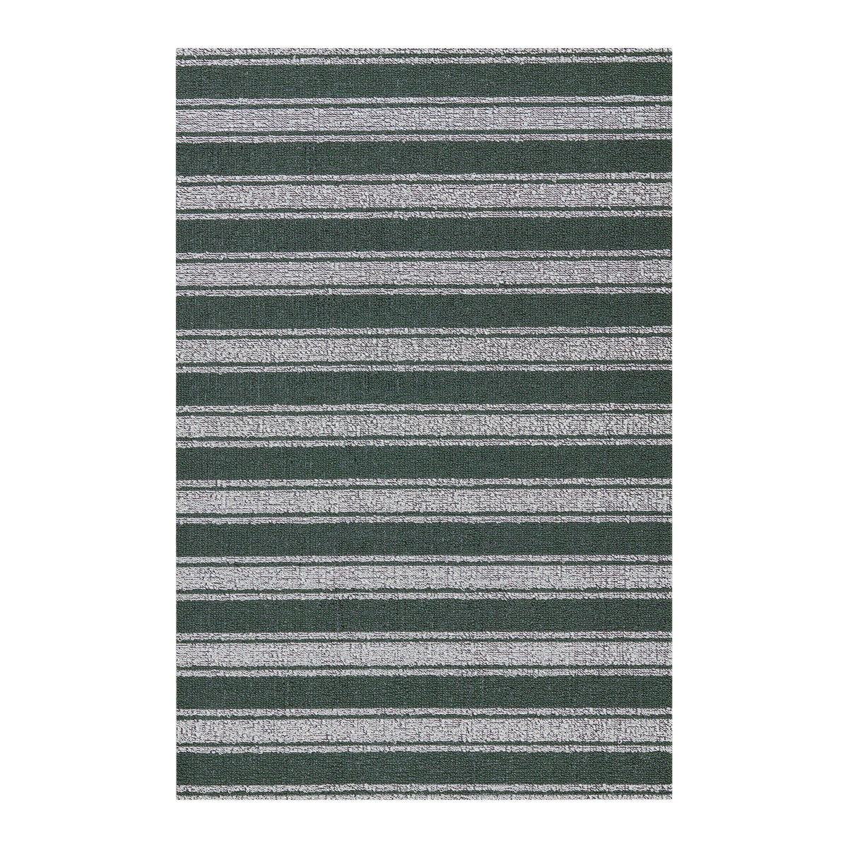 Chilewich striped woven mat with textured terrastrand yarn surface, featuring modern linear design and durable finish.