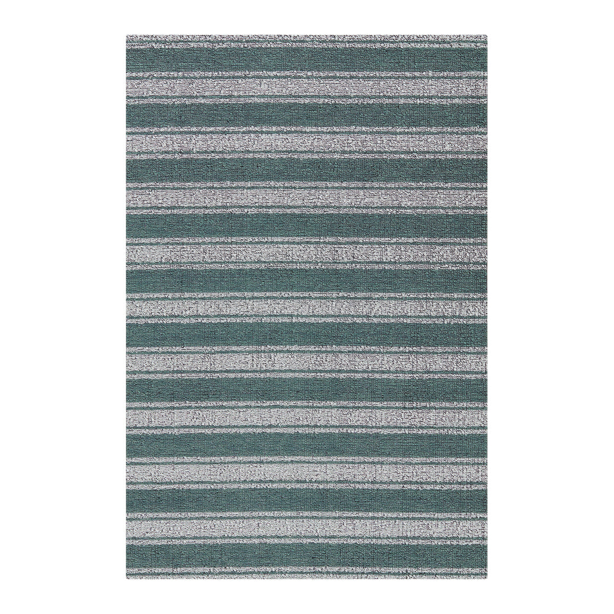Chilewich striped woven mat with textured terrastrand yarn surface, featuring modern linear design and durable finish.