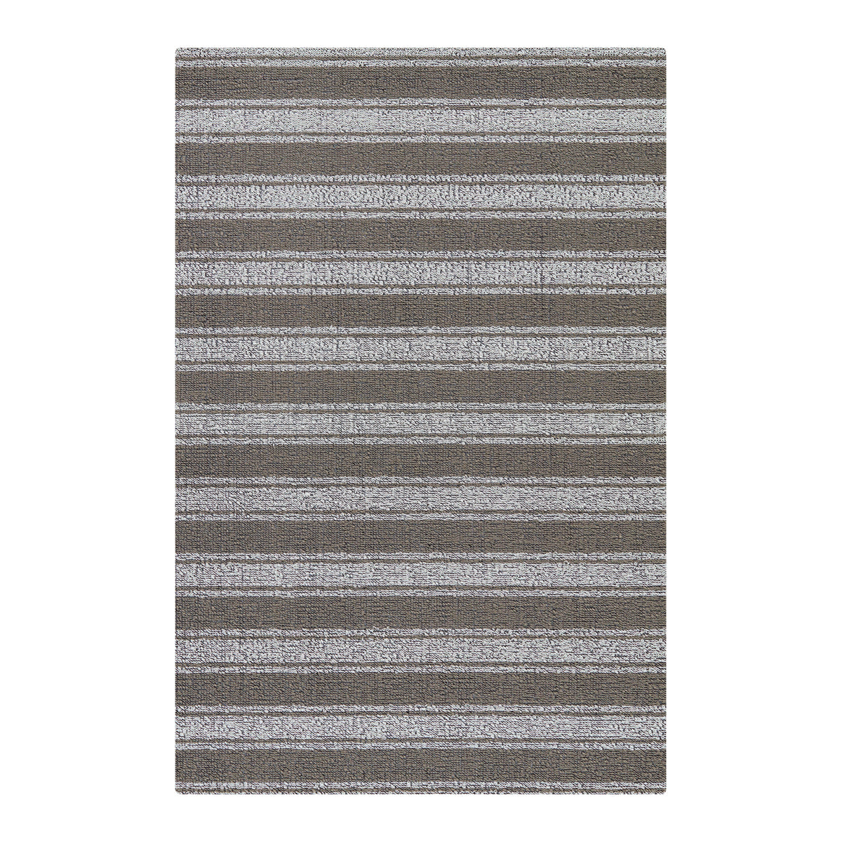 Chilewich striped woven mat with textured terrastrand yarn surface, featuring modern linear design and durable finish.