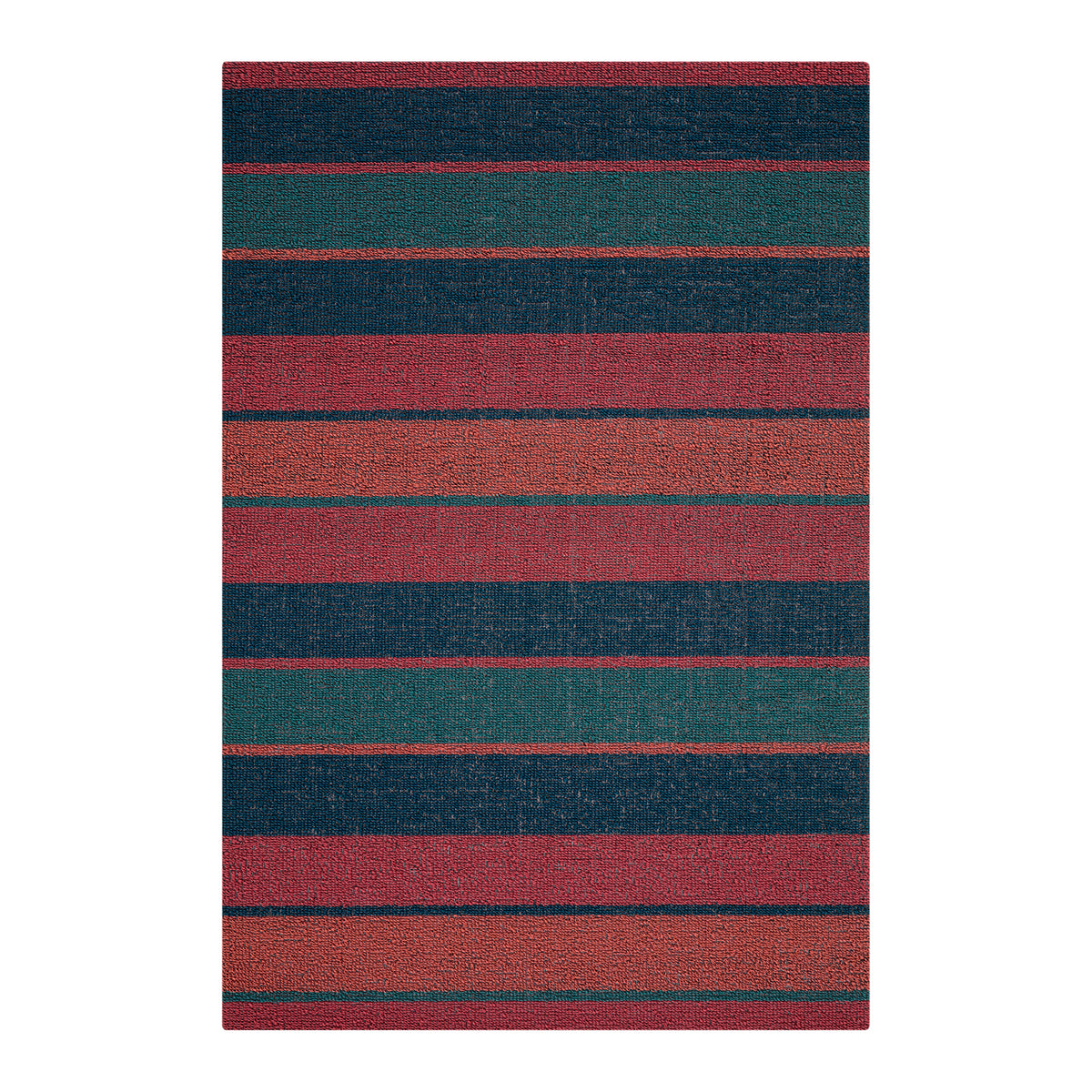 Chilewich striped woven mat with textured terrastrand yarn surface, featuring modern linear design and durable finish.
