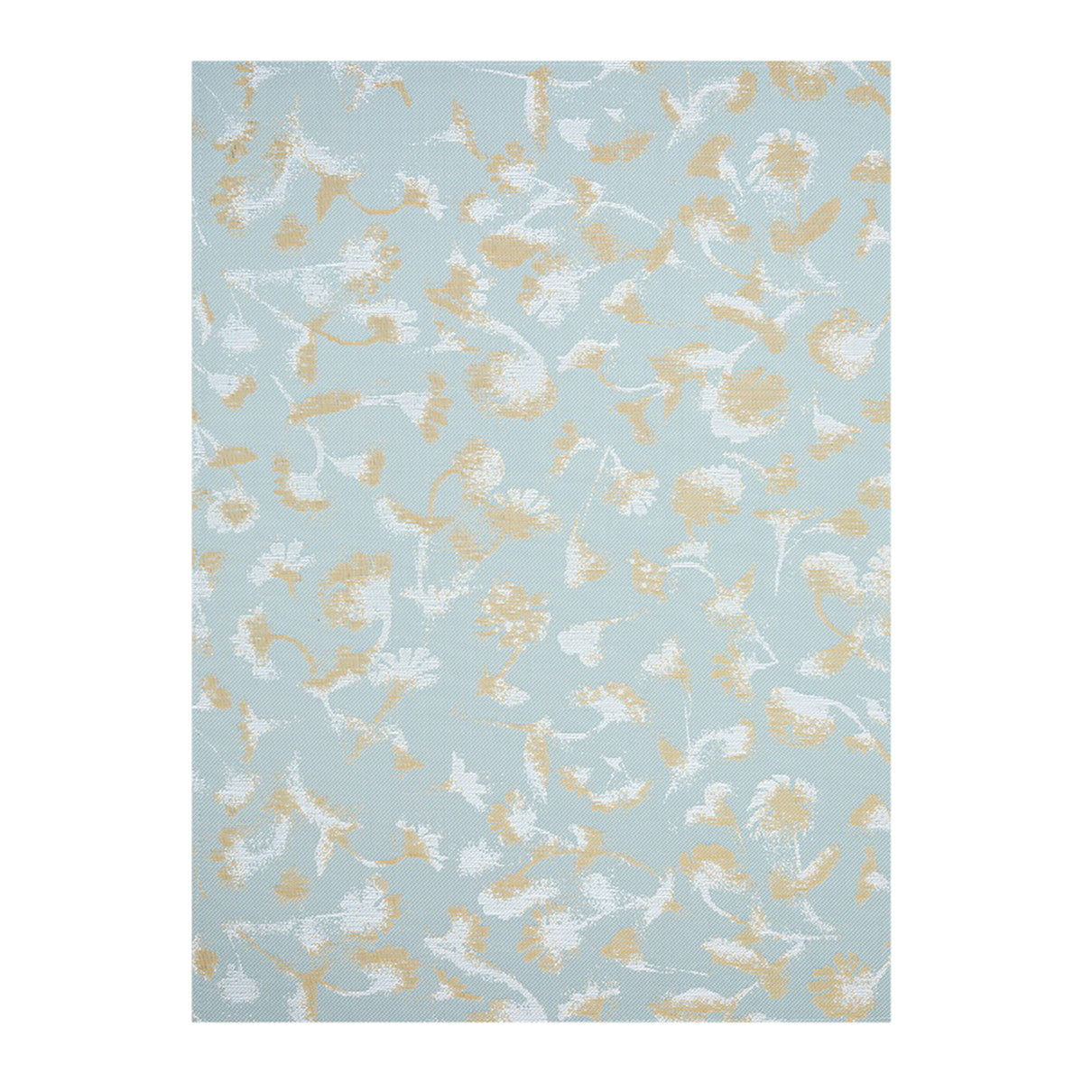 Mint Woven Floor Mat in Dark Navy Blue Base with Light Blue and Midtone Cool Green Accents