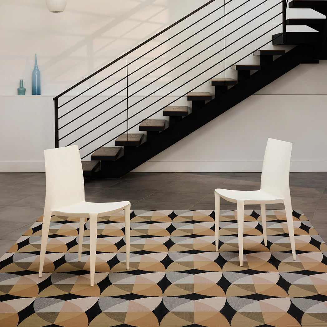 Chilewich woven floor mat in neutral woven terrastrand yarn, durable and stylish for modern living spaces.