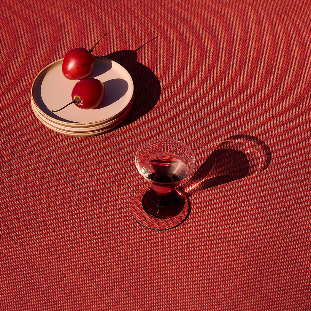 Chilewich woven floor mat in neutral woven terrastrand yarn, durable and stylish for modern living spaces.