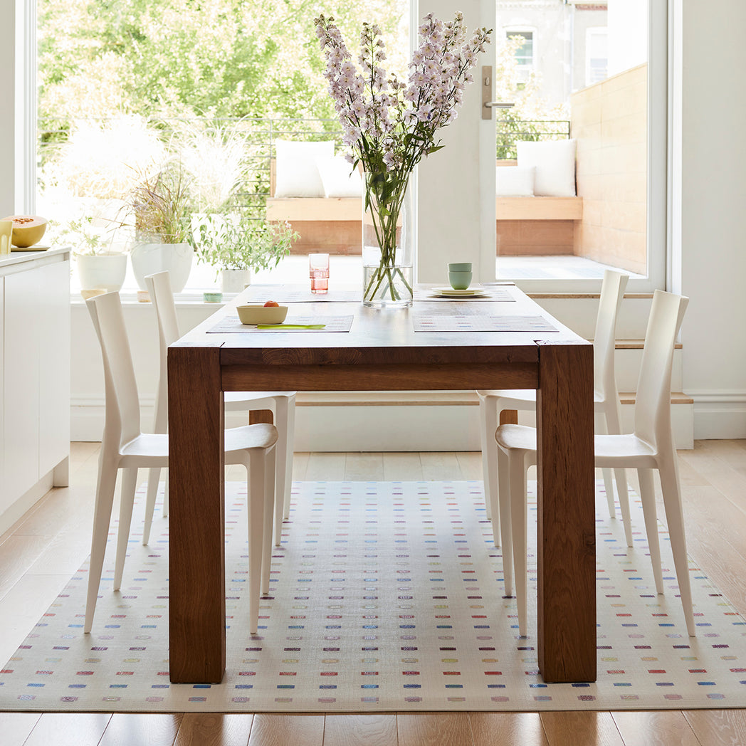 Chilewich woven floor mat in neutral woven terrastrand yarn, durable and stylish for modern living spaces.