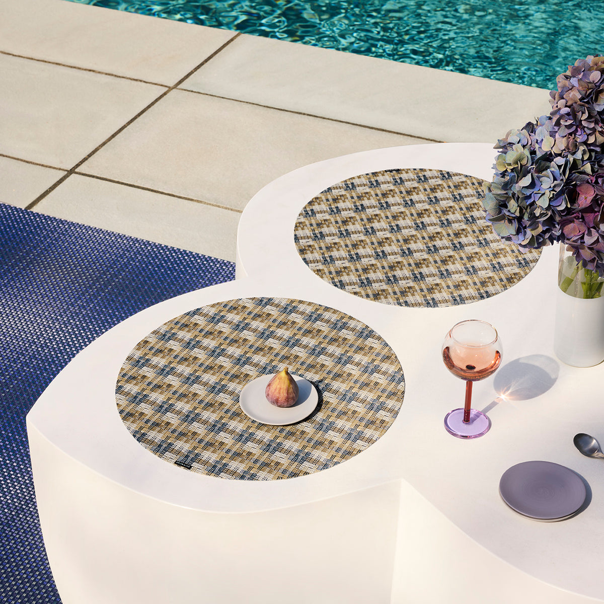 Detail image of Chilewich woven material showcasing texture, color, and pattern of the terrastrand yarn weave.