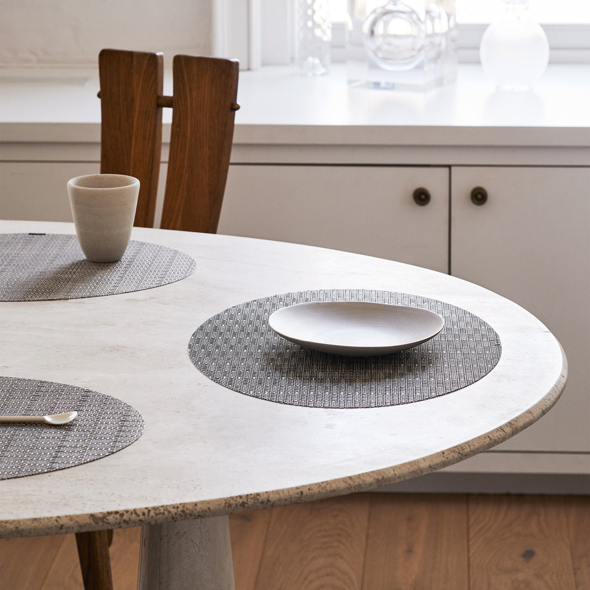 Detail image of Chilewich woven material showcasing texture, color, and pattern of the terrastrand yarn weave.