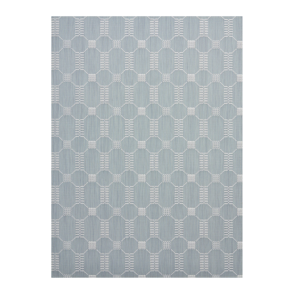 Sea Woven Floor Mat in Muted Light Blue with White