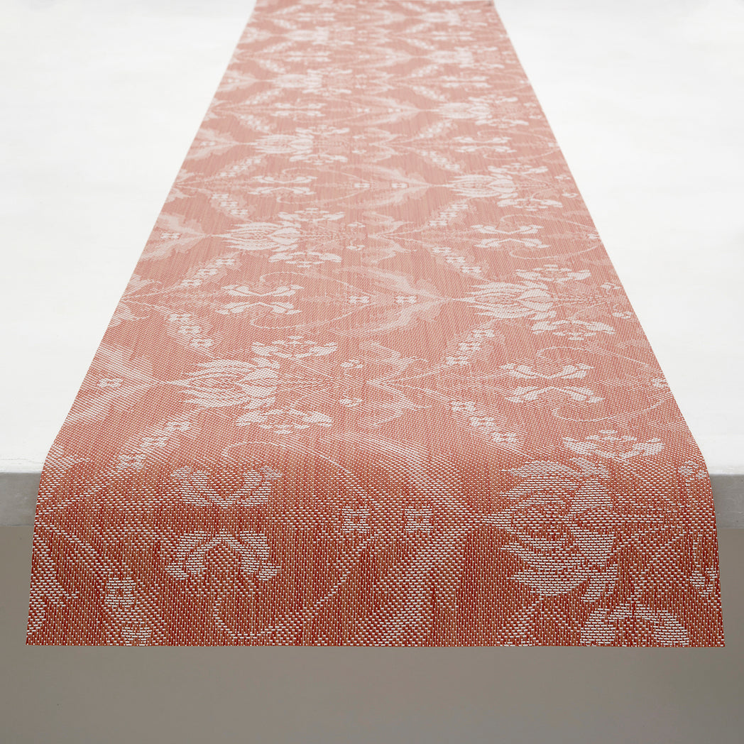Damask Table Runners - Burnt Coral With Prop