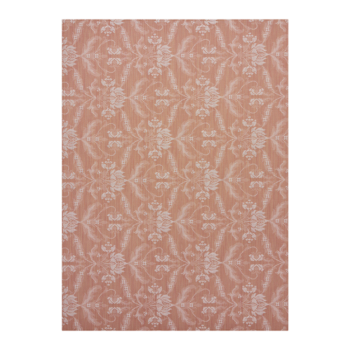 Burnt Coral Woven Floor Mat in Muted Midtone Warm Red with White