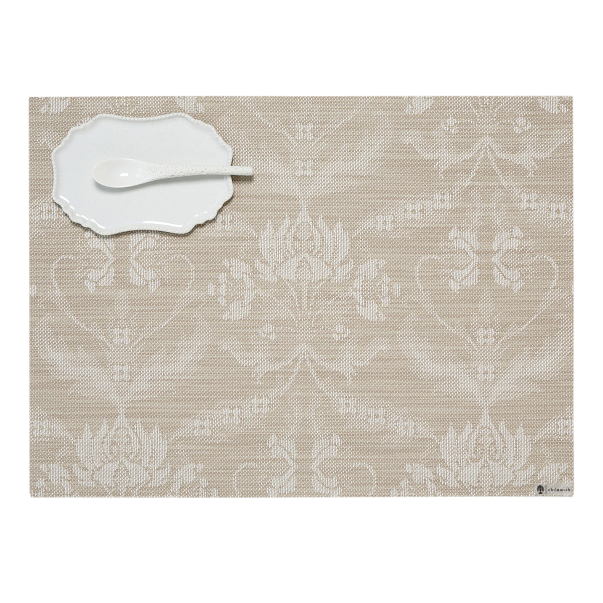 Damask Placemats - Flax With Prop