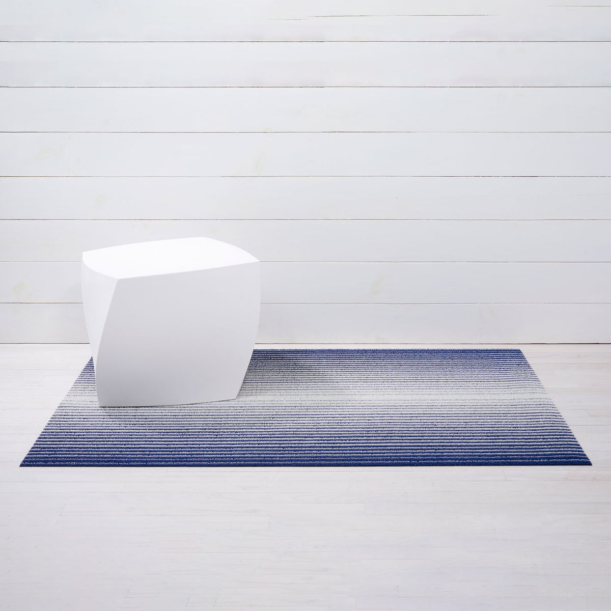 Domino Stripe Shag Mats - Denim Big Mat