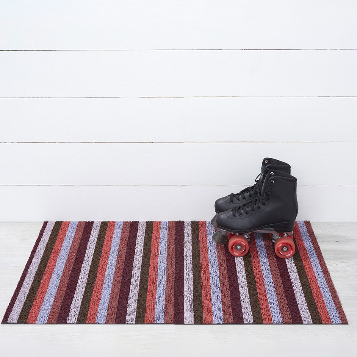 Even Stripe Shag Mats - Berry Utility Mat