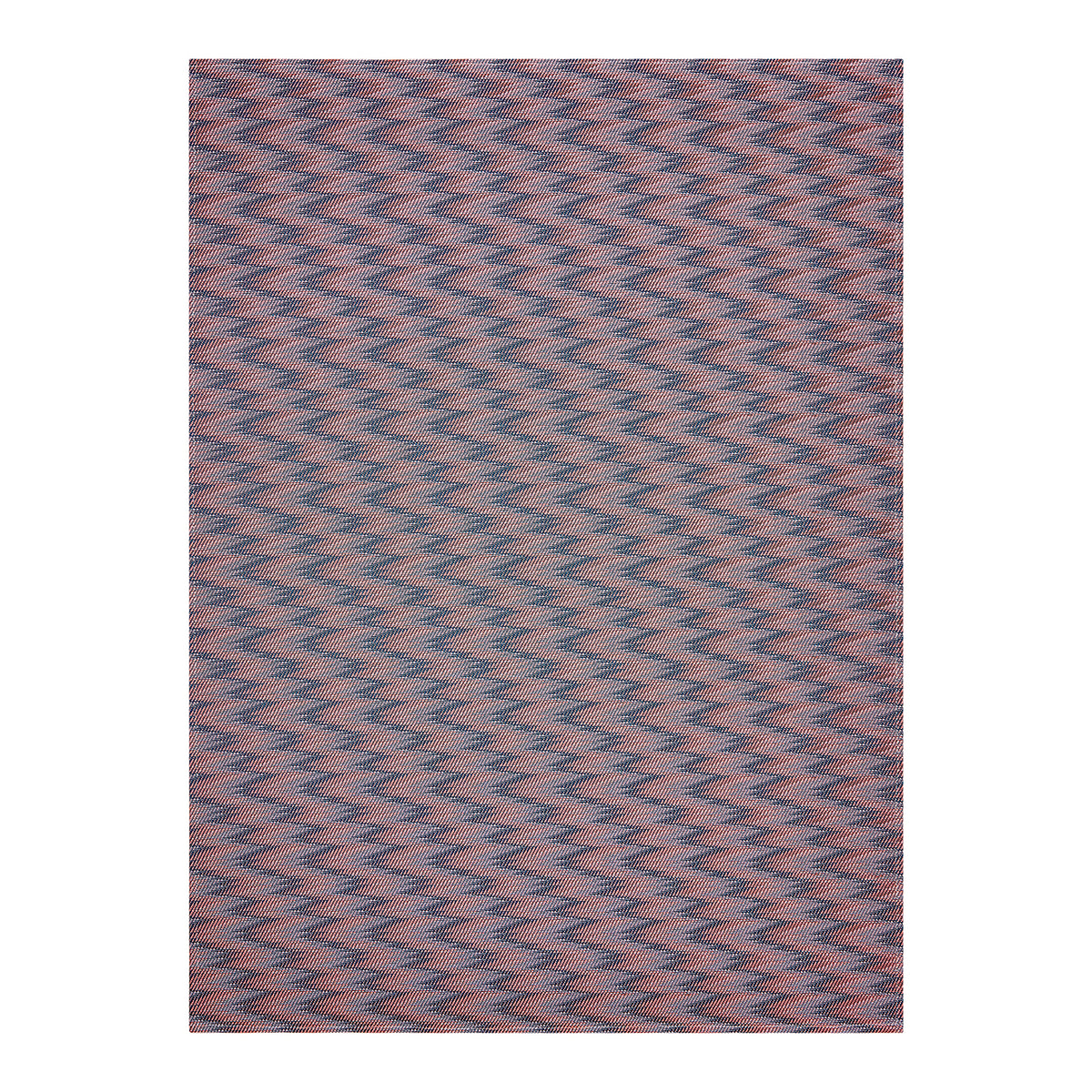 Rectangle Woven Floor Mat in Mix of Dark Blue, Midtone Pink and Light Pink