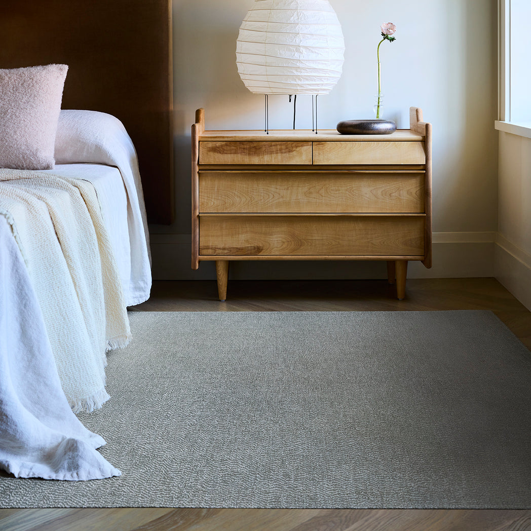 Chilewich woven floor mat in neutral woven terrastrand yarn, durable and stylish for modern living spaces.