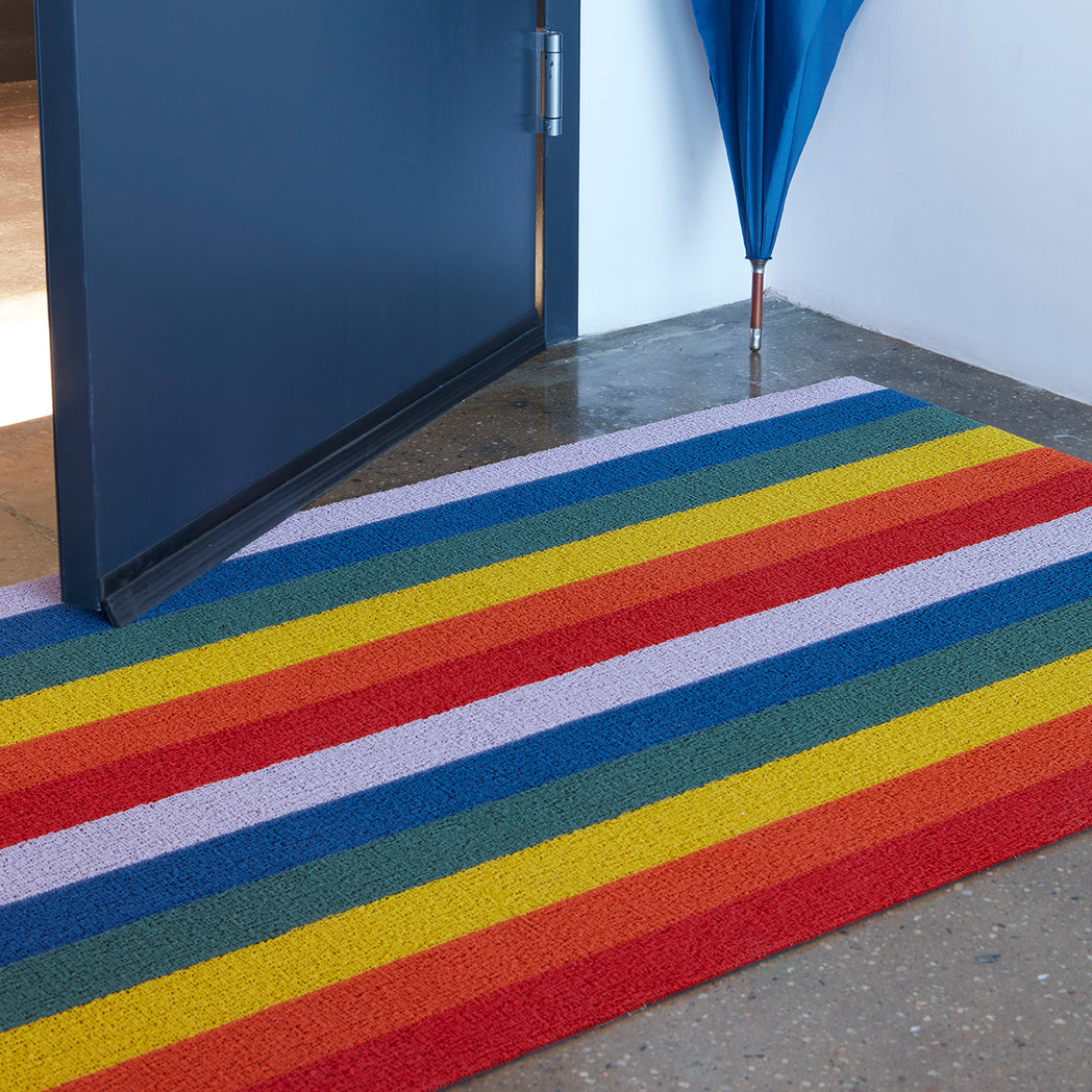 Chilewich woven floor mat in neutral woven terrastrand yarn, durable and stylish for modern living spaces.