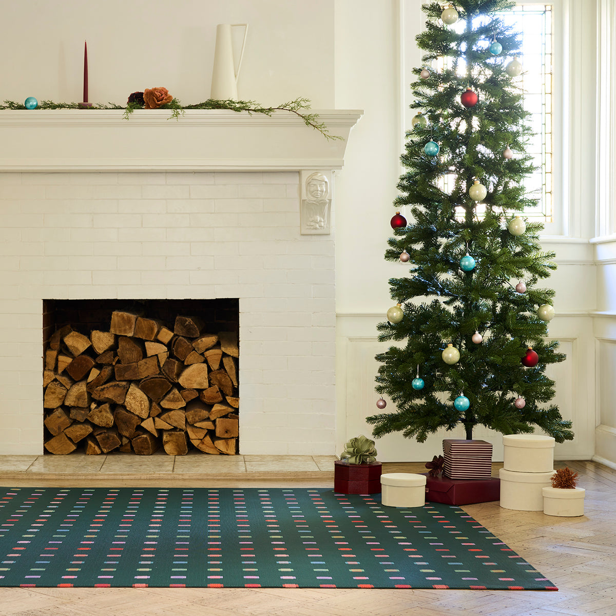 Chilewich woven floor mat in neutral woven terrastrand yarn, durable and stylish for modern living spaces.
