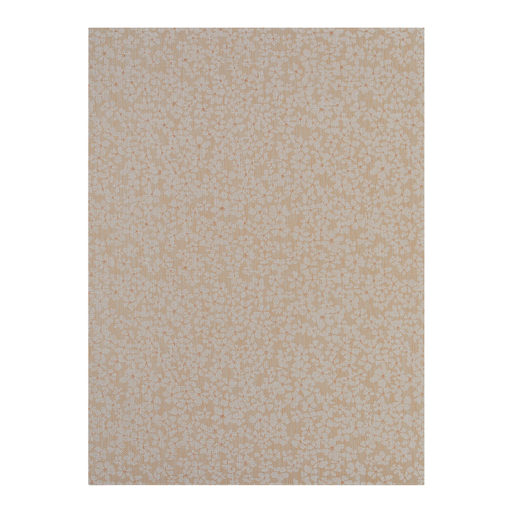 Rectangle Woven Floor Mat in Midtone Warm Beige with White and Orange Accents