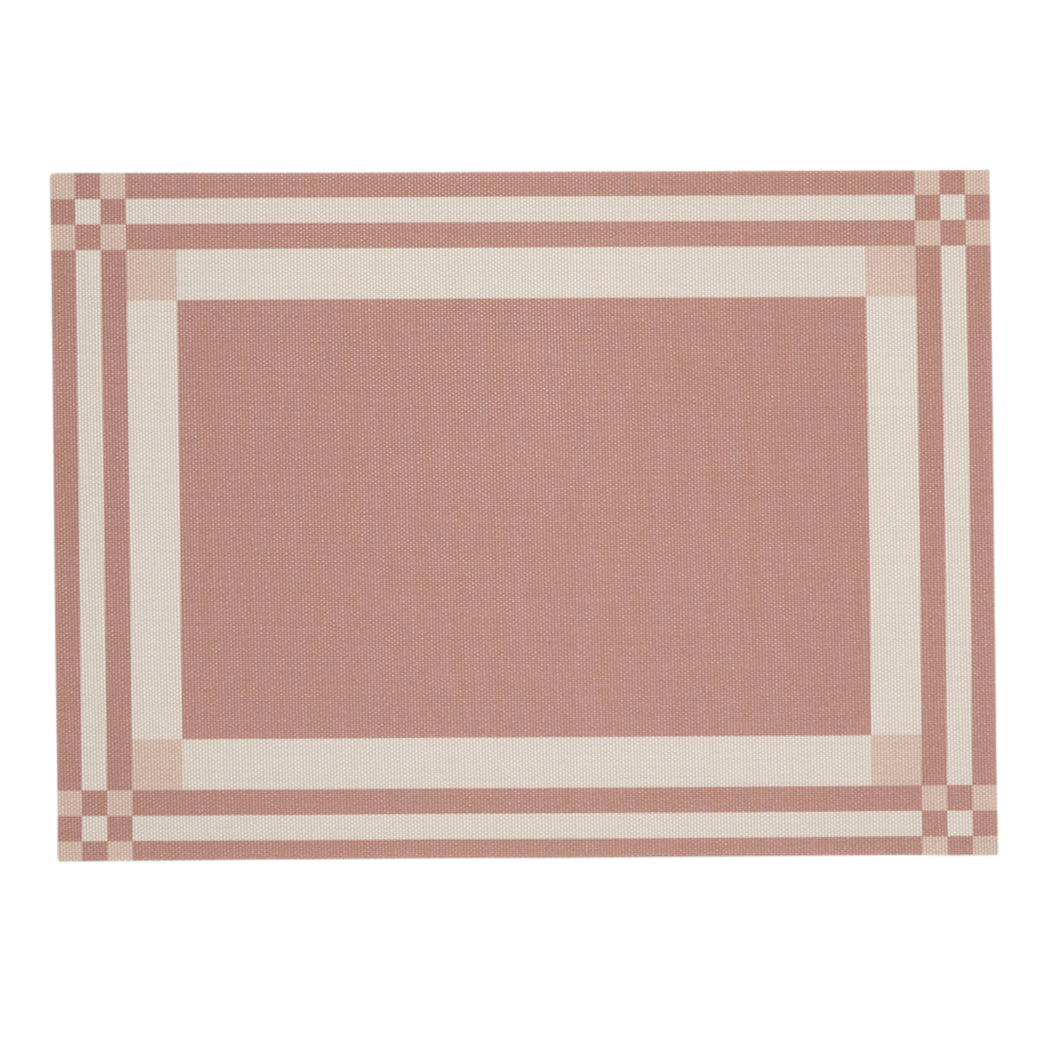 Rectangle Placemats in Muted Light Warm Red with Light Neutral Beige