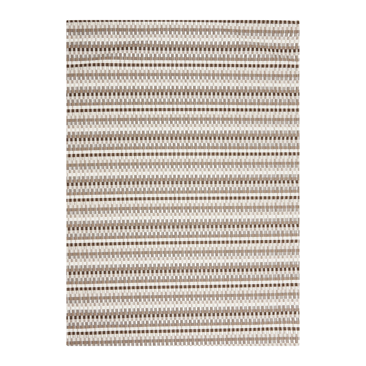 Rectangle Woven Floor Mat in Mix of Dark and Light Neutral Beiges and White
