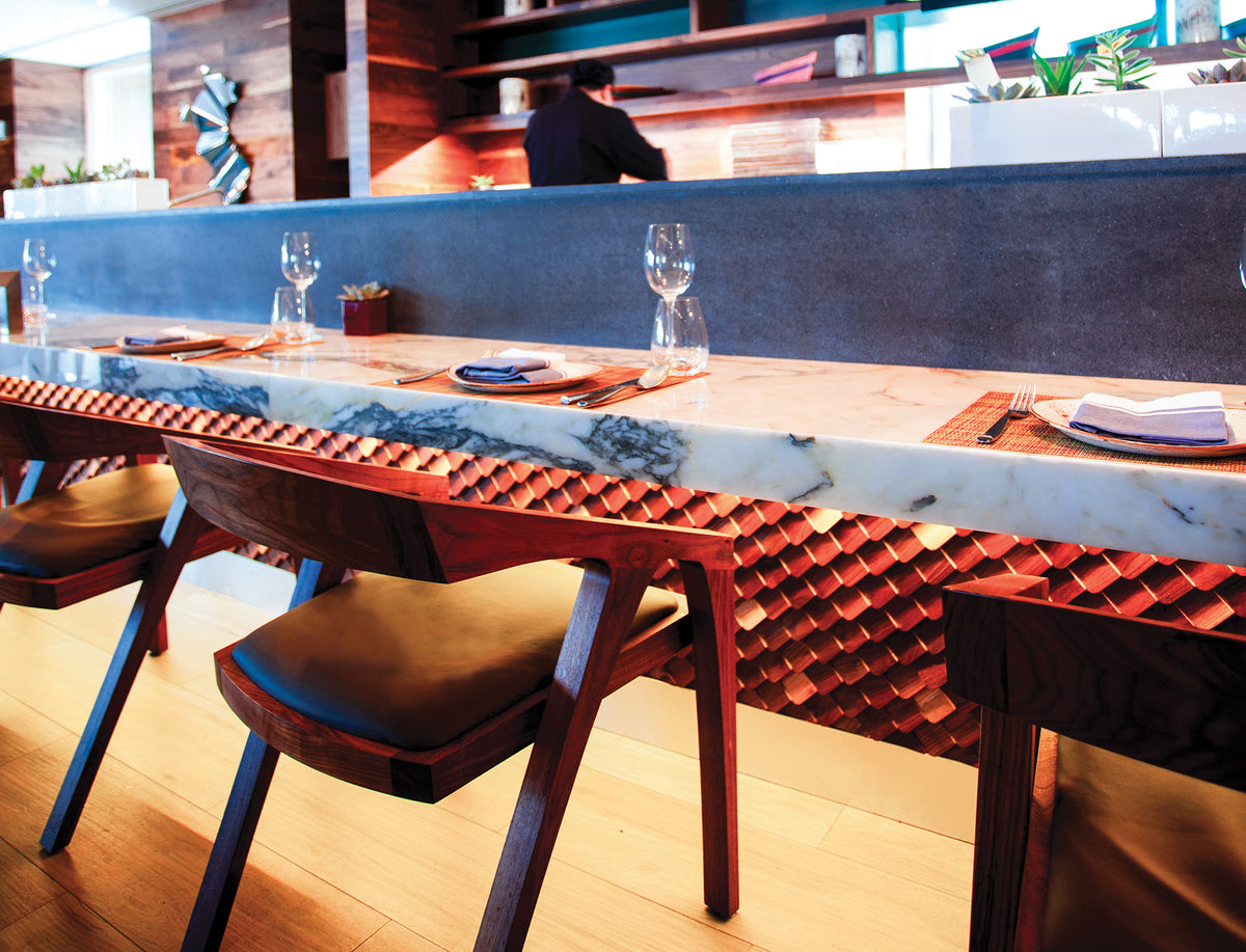 Detail image of Chilewich woven material showcasing texture, color, and pattern of the terrastrand yarn weave.