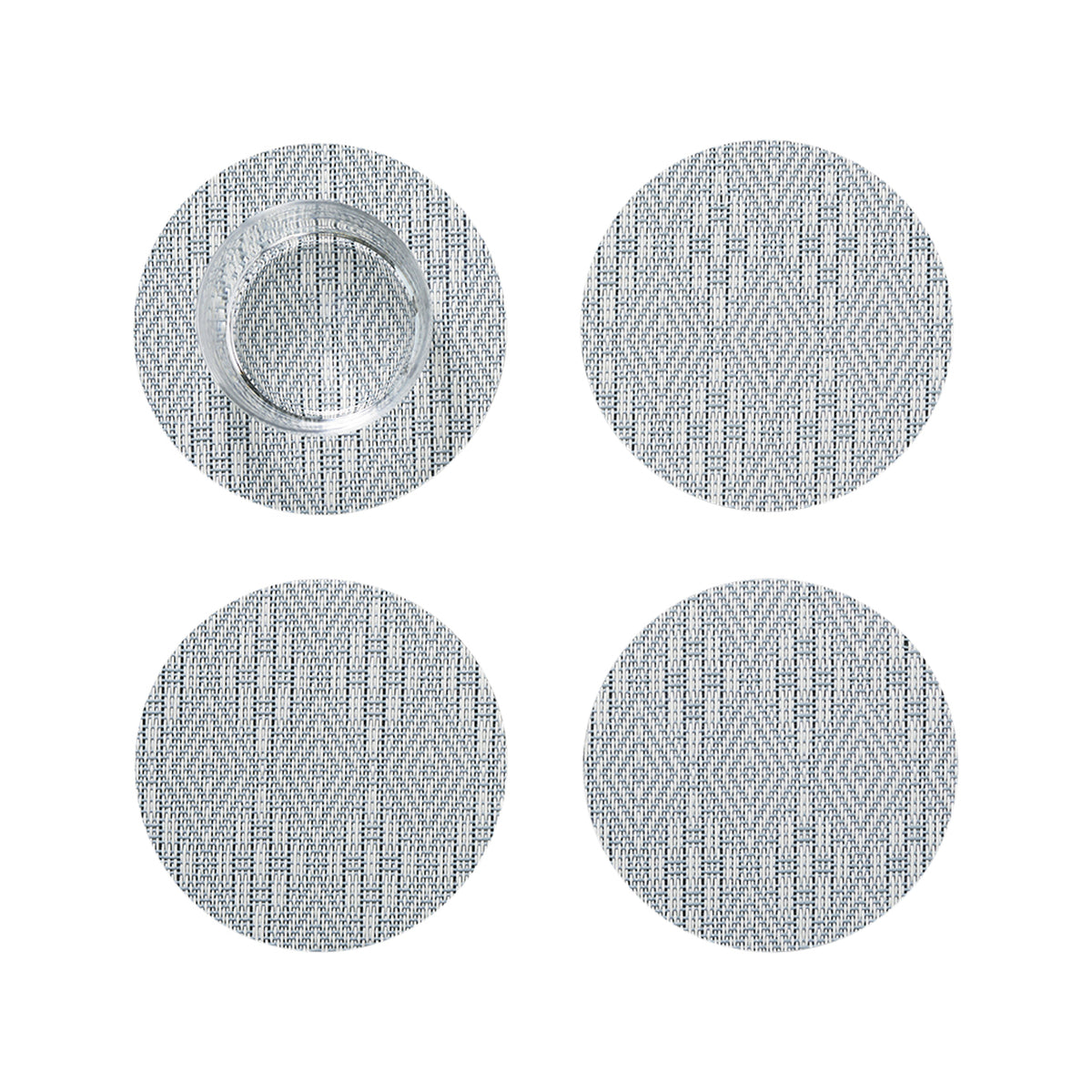 Set of 4 Coasters in Muted Light Blue with White