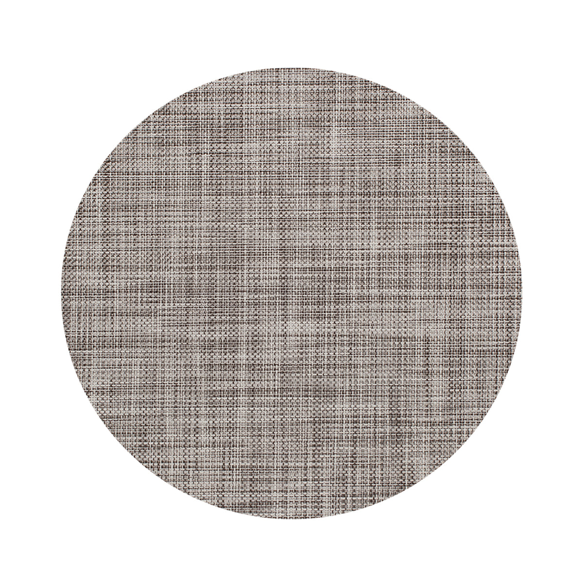 Chilewich Basketweave floor mat in Gravel, showcasing woven terrastrand yarn texture and modern design aesthetic.