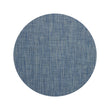 Round Woven Floor Mat in Mix of Midtone Blues, Cool Grey and White