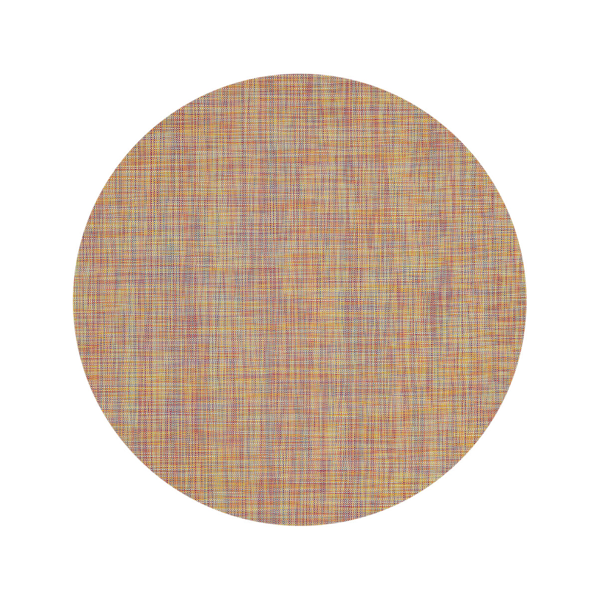 Round Woven Floor Mat in Vivid Multicolor with Yellow, Magenta, Dark Blue, Orange and White