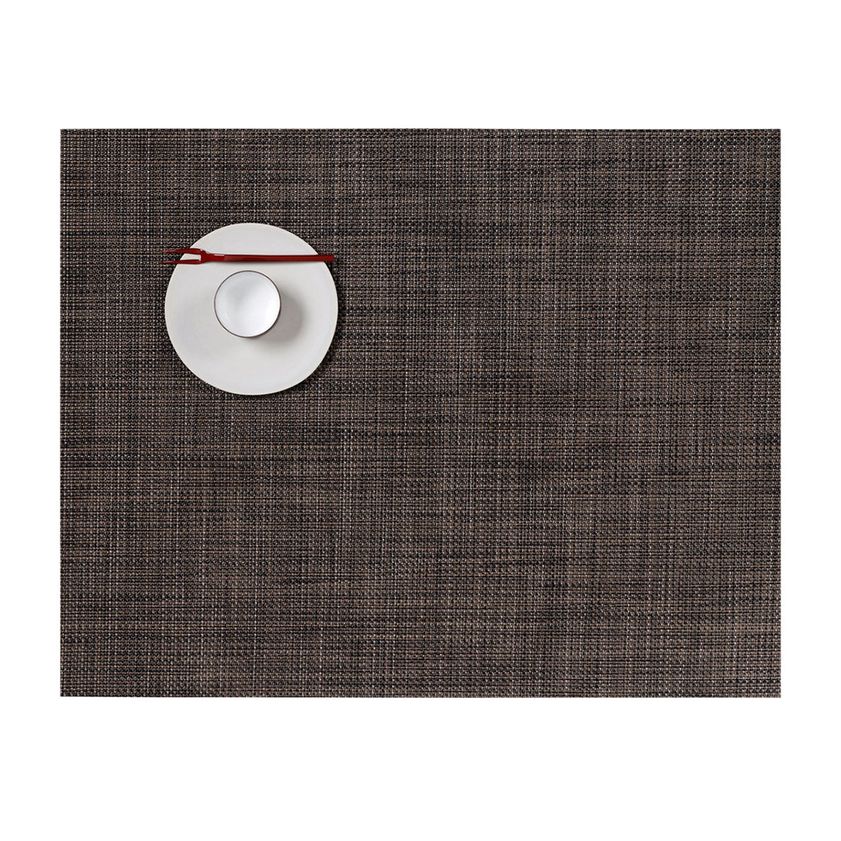 Dark Walnut Placemats in Mix of Dark Brown, Midtone Warm Brown and Metallic Silver