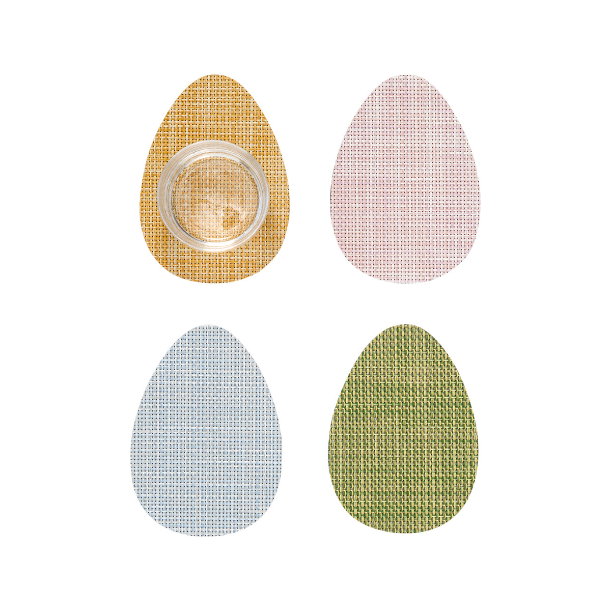 Set of 4 Coasters in Light Pink, Blue, Yellow, and Green