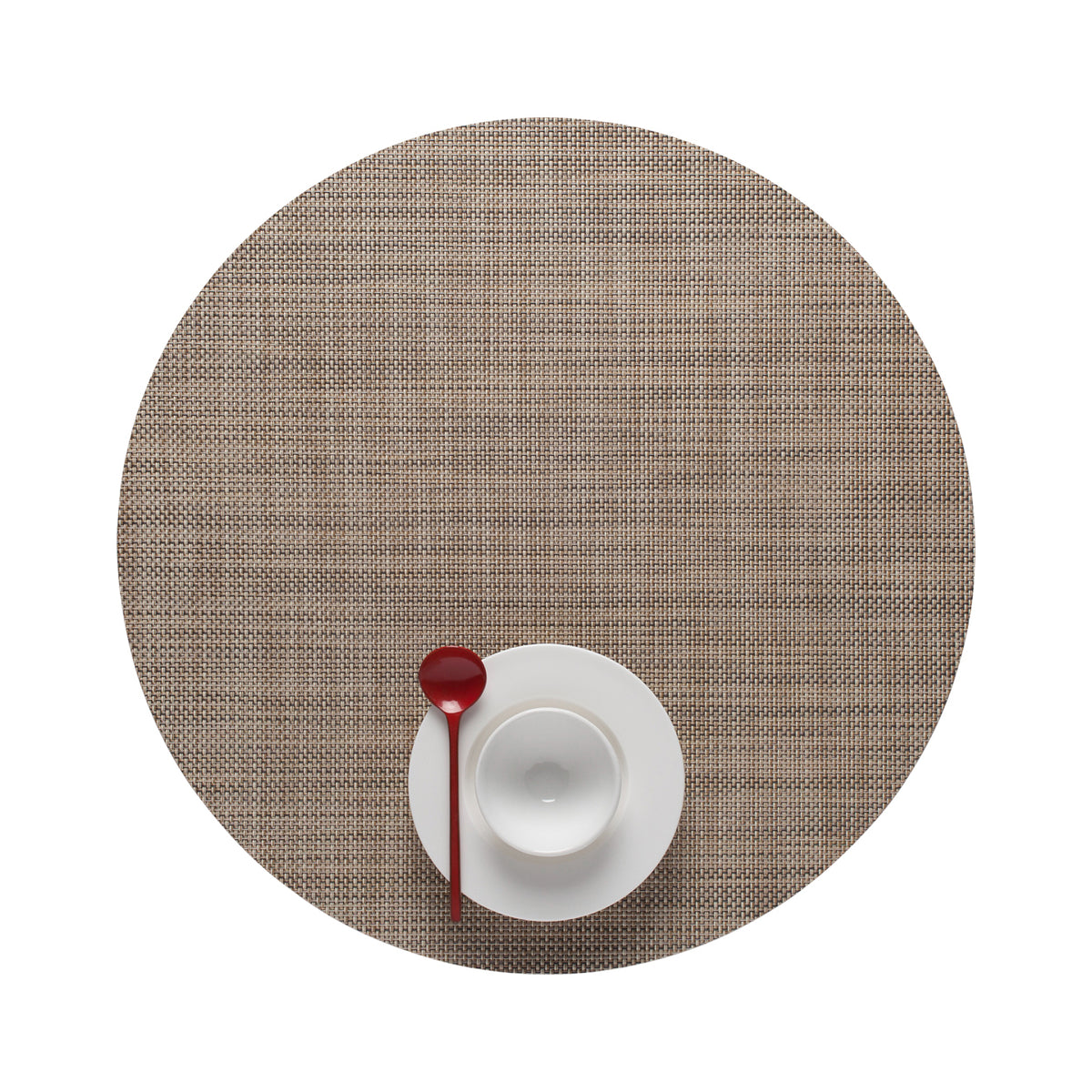Round Placemats in Light Warm Beige With Subtle Dark Beige Accents