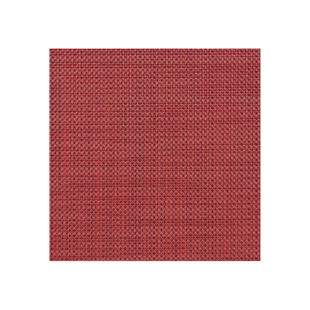 Chilewich Basketweave floor mat in Scarlet, showcasing woven terrastrand yarn texture and modern design aesthetic.