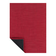 Chilewich Basketweave floor mat in Scarlet, showcasing woven terrastrand yarn texture and modern design aesthetic.