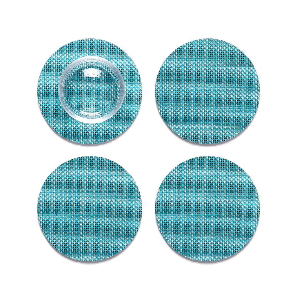 Mini Basketweave Coasters - Turquoise View 1