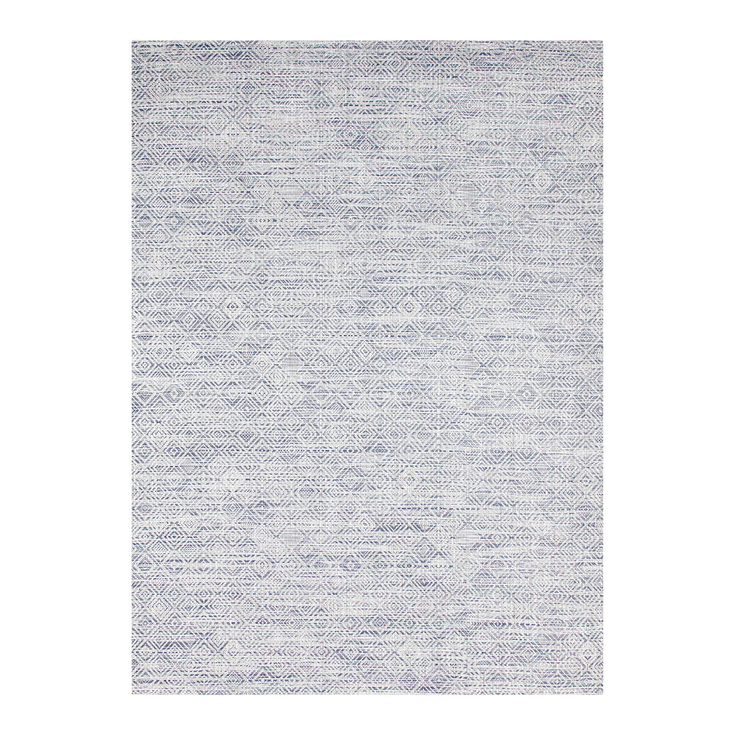Blue Woven Floor Mat in Dark Blue and Cool Off White
