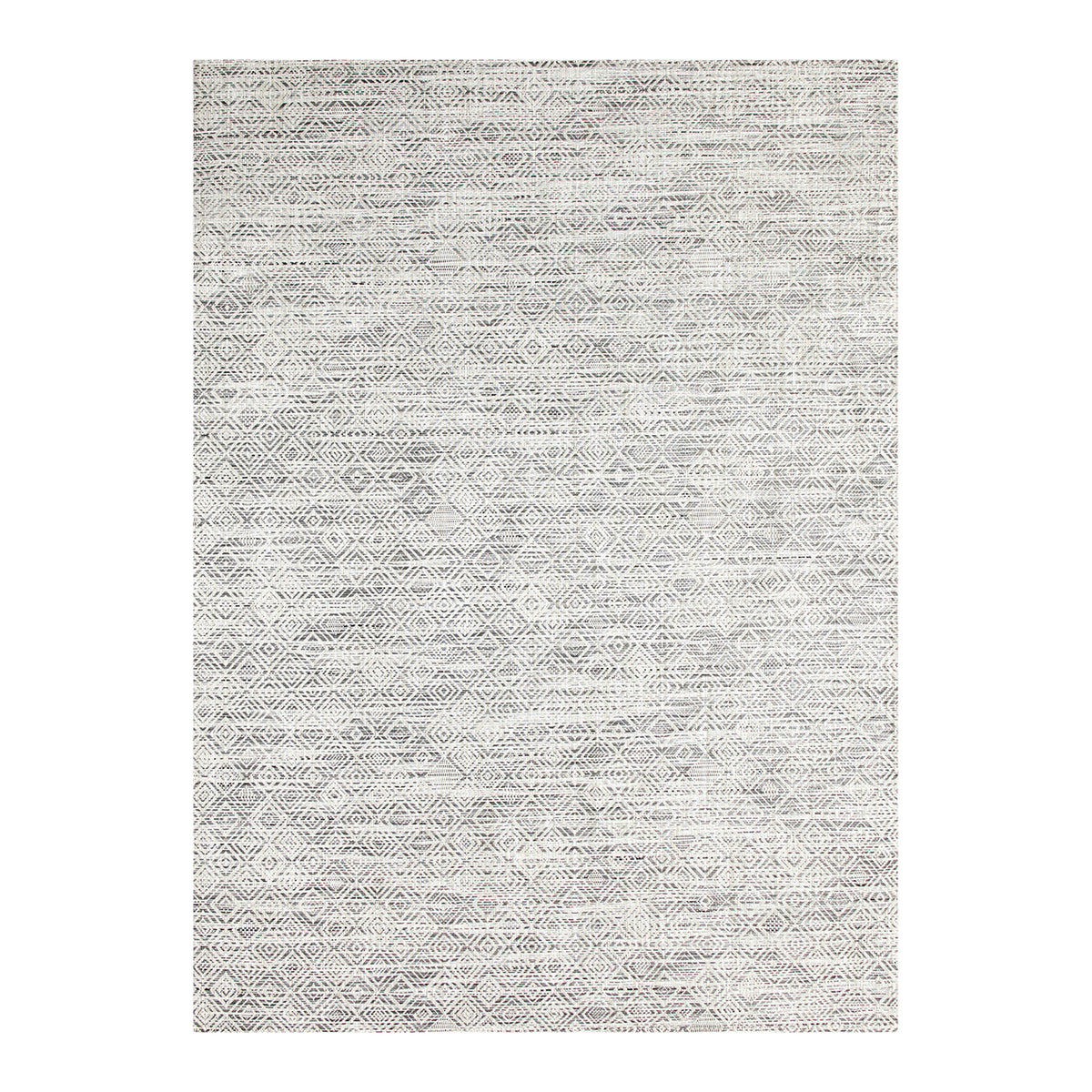 White/Black Woven Floor Mat in Black and Cool Off White
