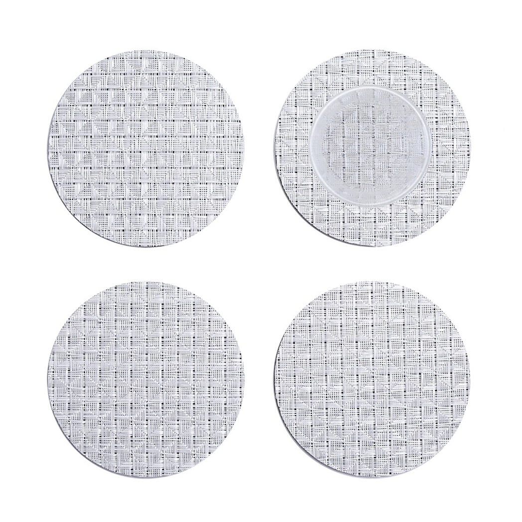 Set of 4 Coasters in Metallic White