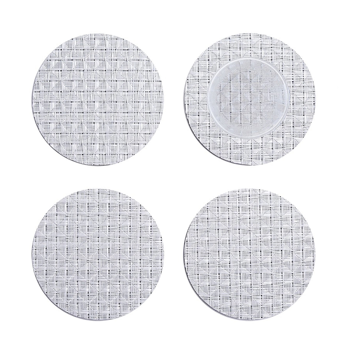 Set of 4 Coasters in Metallic White