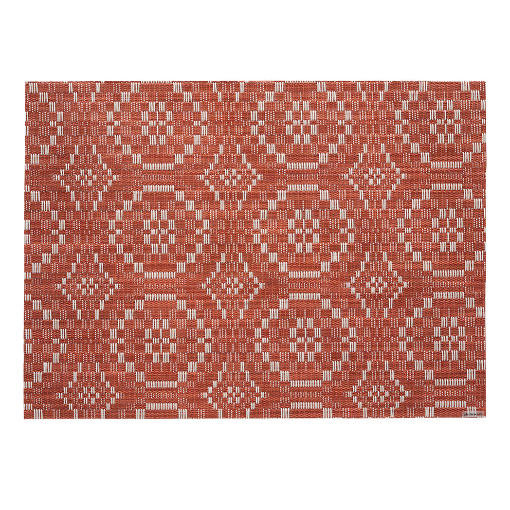 Paprika Placemats in Muted Midtone Warm Red with Off White Accent
