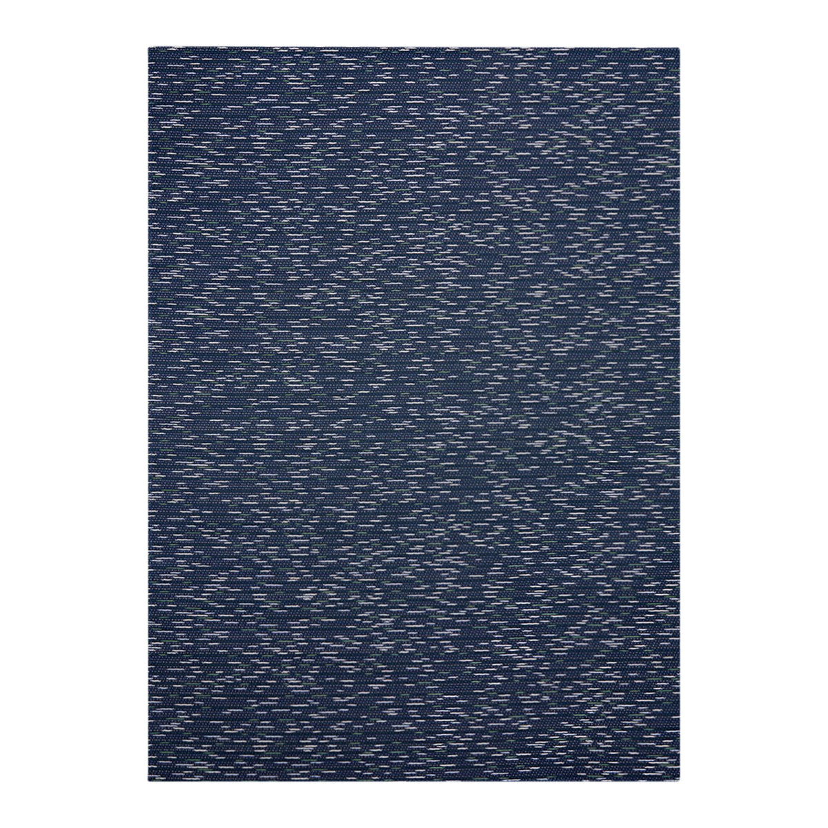 Indigo Woven Floor Mat in Dark Navy Blue Base with White, Lavender and Cool Green Accents