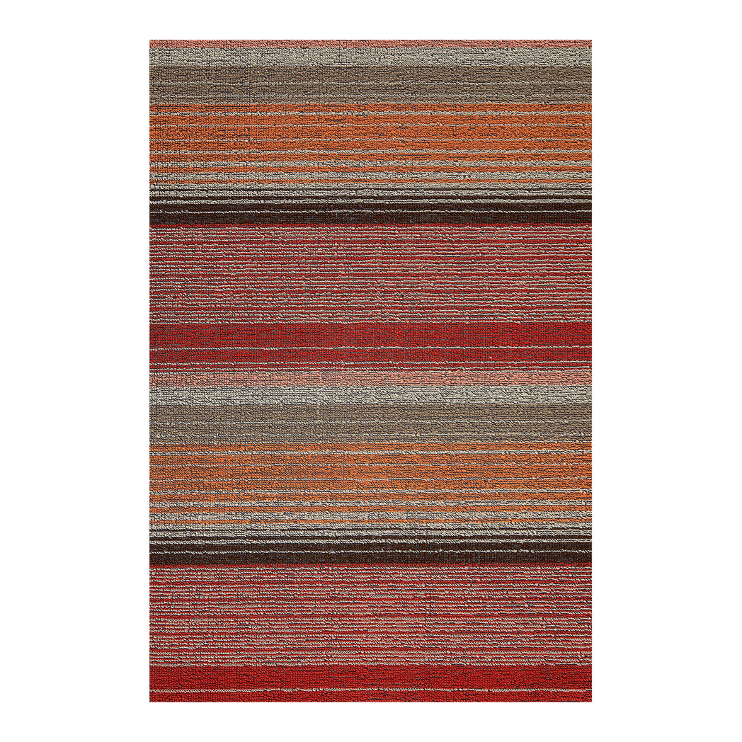 Rectangle Shag Mats in Mix of Red, Orange, Light Neutral Beige and Greige