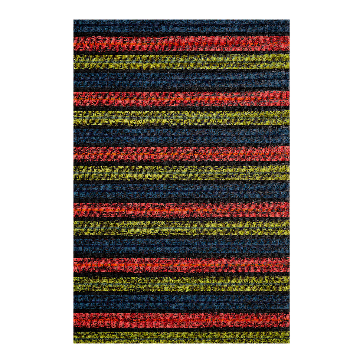 Rectangle Shag Mats in Mix of Warm Pink, Yellow Green, Midtone Blue and Black